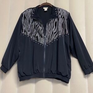 Vintage Rio Women's Jacket Medium Soft Shell Studded Embellished Rock Rocker